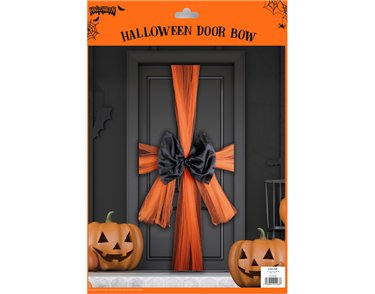 BLACK/ORANGE HALLOWEEN DOOR BOW