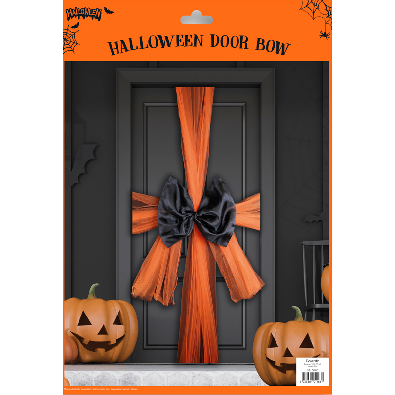 BLACK/ORANGE HALLOWEEN DOOR BOW