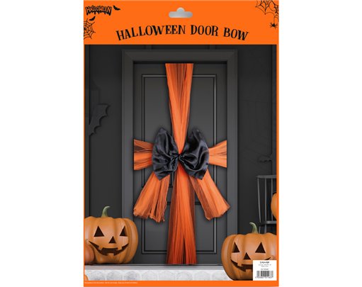 BLACK/ORANGE HALLOWEEN DOOR BOW