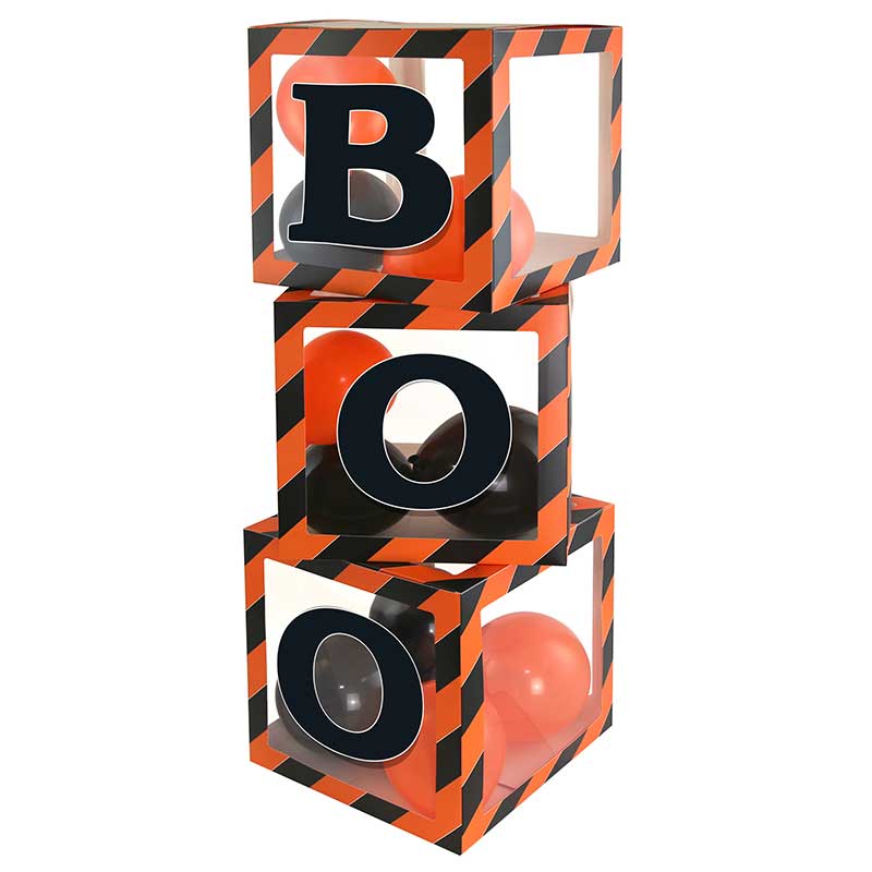 HALLOWEEN ORANGE/BLACK BALLOON BOX