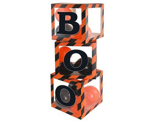 HALLOWEEN ORANGE/BLACK BALLOON BOX