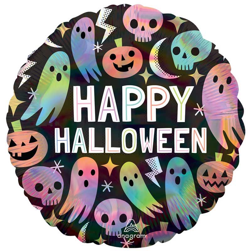 18in IRIDESCENT PASTEL HALLOWEEN FOIL BALLOON