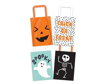 4PK HALLOWEEN PAPER TREAT BAGS