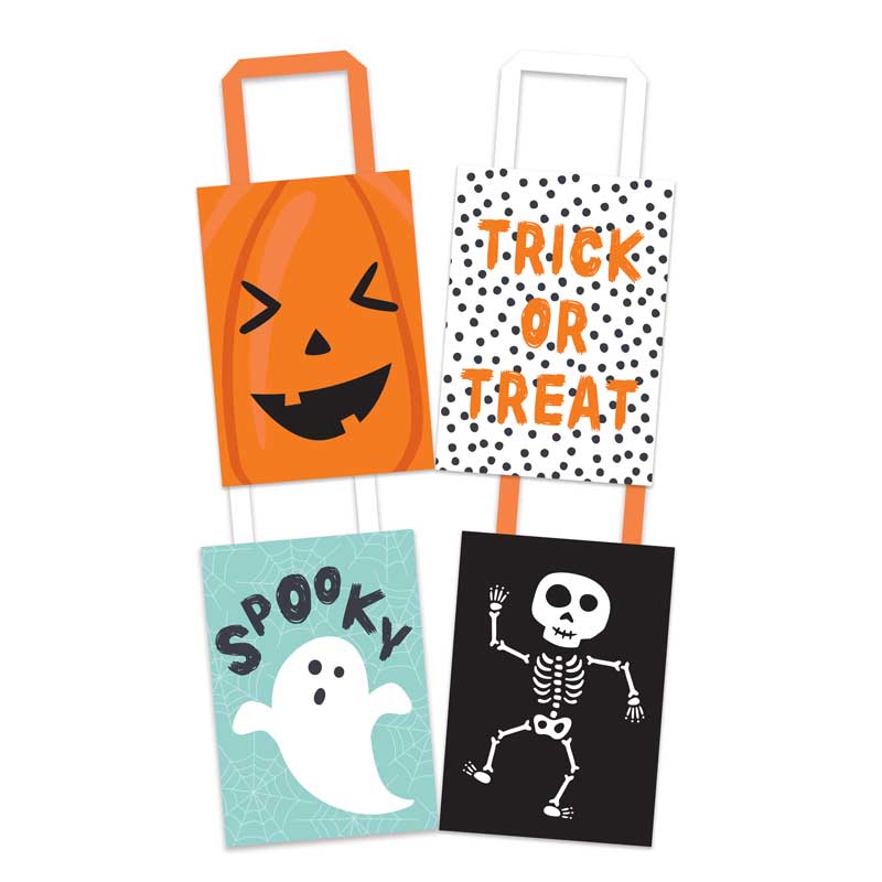 4PK HALLOWEEN PAPER TREAT BAGS