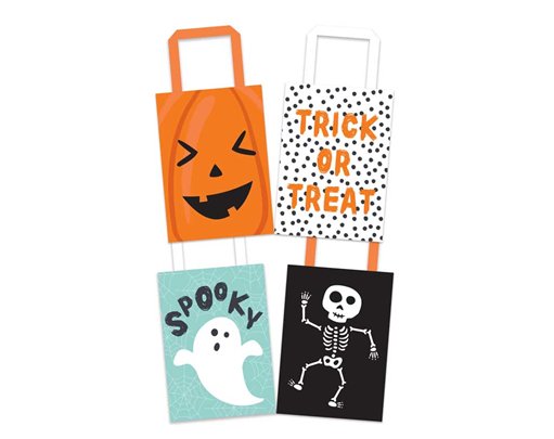 4PK HALLOWEEN PAPER TREAT BAGS