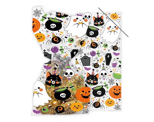 20PK FUN HALLOWEEN ICONS CELLO TREAT BAGS
