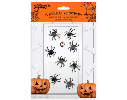 8PK HALLOWEEN DECORATIVE SPIDERS