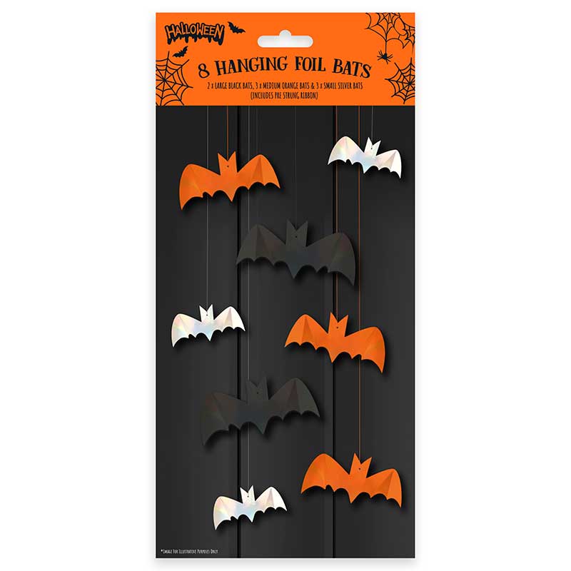 8PK HALLOWEEN DECORATIVE BATS
