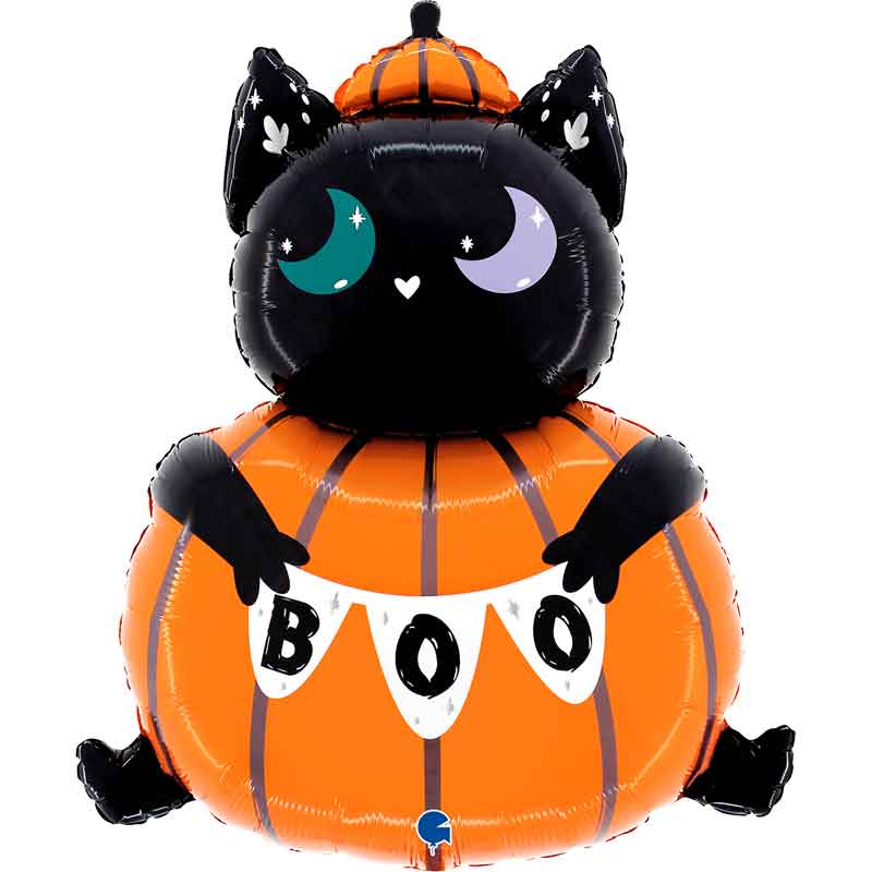 34in CAT IN THE PUMPKIN FOIL BALLOON
