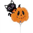 15in CAT & THE PUMPKIN MINI AIR FILL FOIL BALLOON 10S