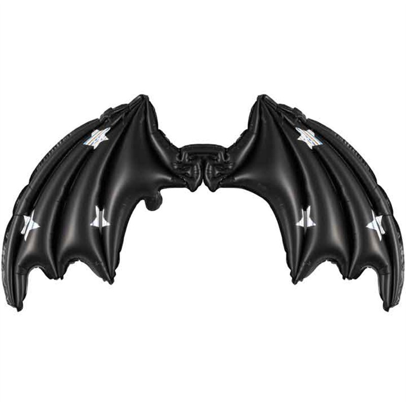 BLACK MATTE WITH STARS FOIL BALLOON BAT WINGS