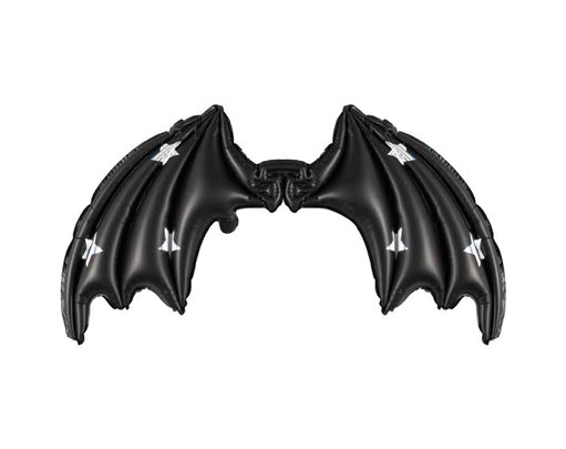 BLACK MATTE WITH STARS FOIL BALLOON BAT WINGS