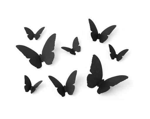 30PC BLACK PAPER MOTH DECORATIONS