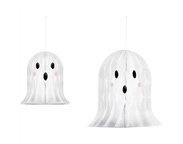 2PK WHITE PAPER GHOST DECORATIONS