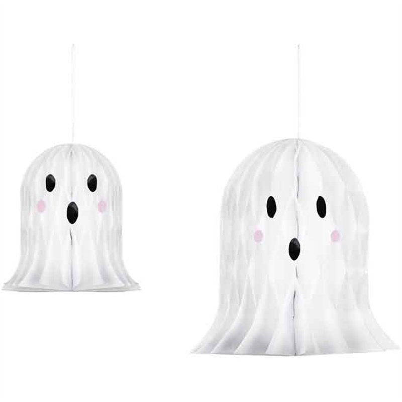 2PK WHITE PAPER GHOST DECORATIONS