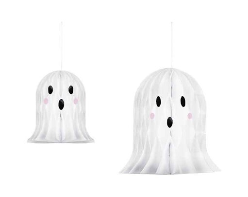 2PK WHITE PAPER GHOST DECORATIONS