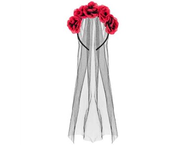 HEADBAND WITH VEIL AND ROSES
