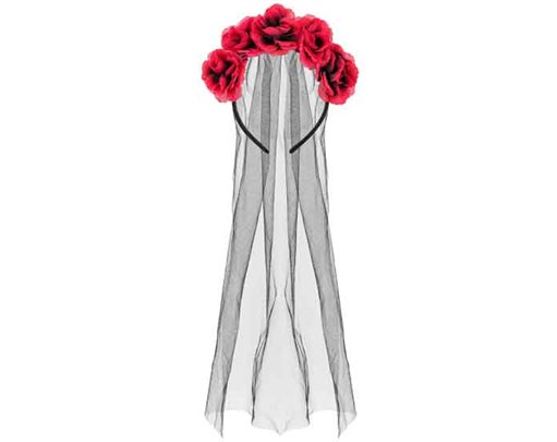 HEADBAND WITH VEIL AND ROSES