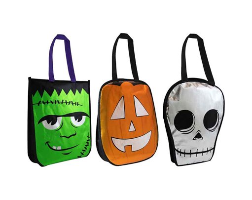 3ASST HALLOWEEN METALLIC TREAT BAG