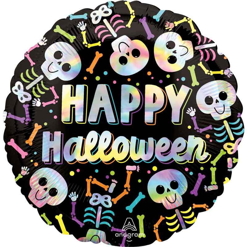 18IN IRIDESCENT BARE BONES HALLOWEEN FOIL BALLOON