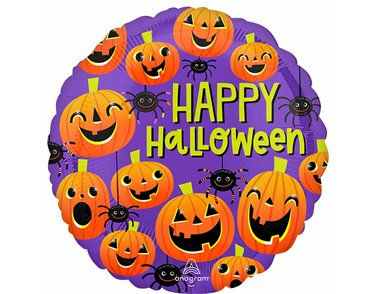 18in HALLOWEEN SPIDERS & PUMPKINS FOIL BALLOON