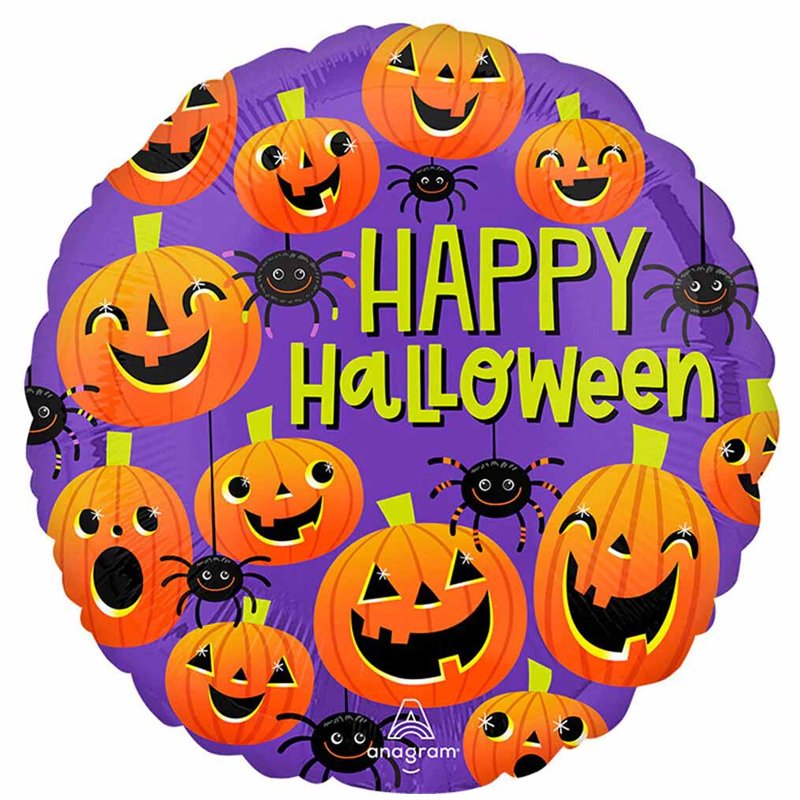 18in HALLOWEEN SPIDERS & PUMPKINS FOIL BALLOON