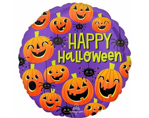 18in HALLOWEEN SPIDERS & PUMPKINS FOIL BALLOON
