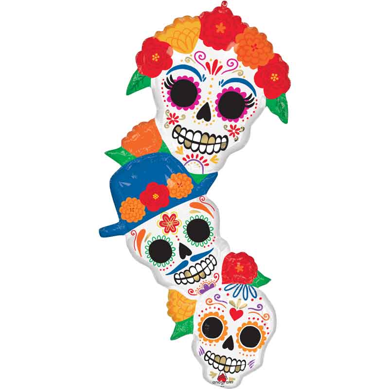 DAY OF THE DEAD BRIGHT FLORES SUPERSHAPE FOIL BALLOON