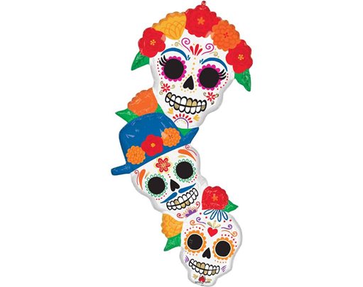 DAY OF THE DEAD BRIGHT FLORES SUPERSHAPE FOIL BALLOON