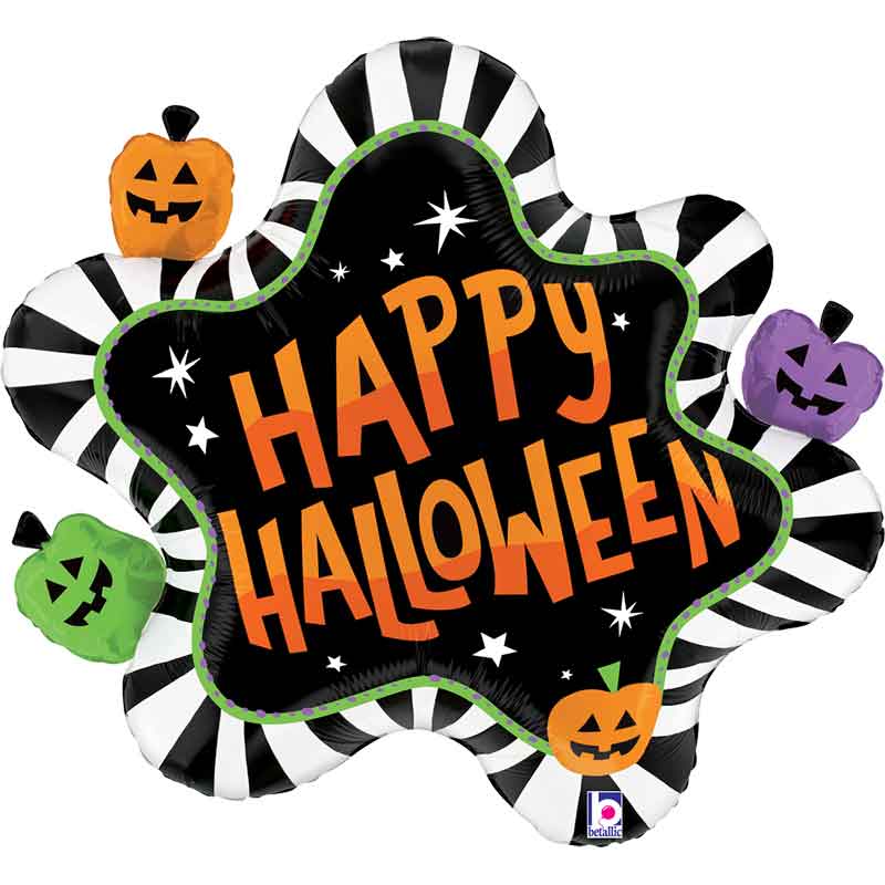41in HALLOWEEN STRIPED SPLAT FOIL BALLOON