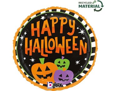 18in HALLOWEEN STRIPE PUMPKINS FOIL BALLOON