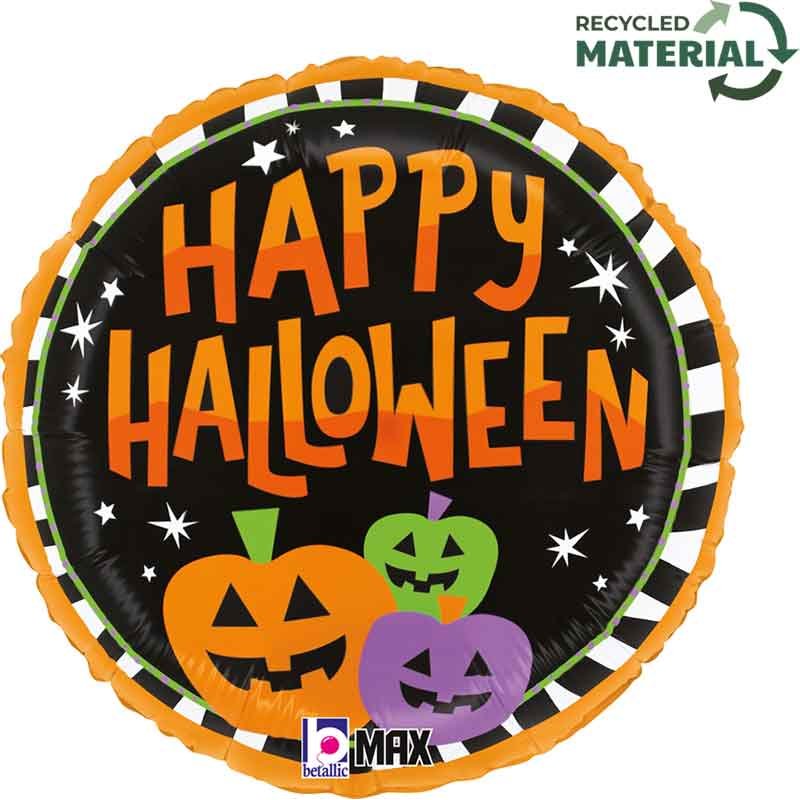18in HALLOWEEN STRIPE PUMPKINS FOIL BALLOON