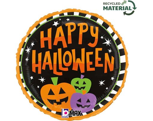 18in HALLOWEEN STRIPE PUMPKINS FOIL BALLOON