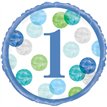 18in BLUE DOTS 1ST BIRTHDAY FOIL BALLOON