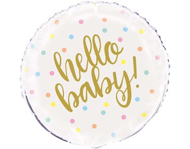 18in HELLO BABY GOLD BABY SHOWER FOIL BALLOON