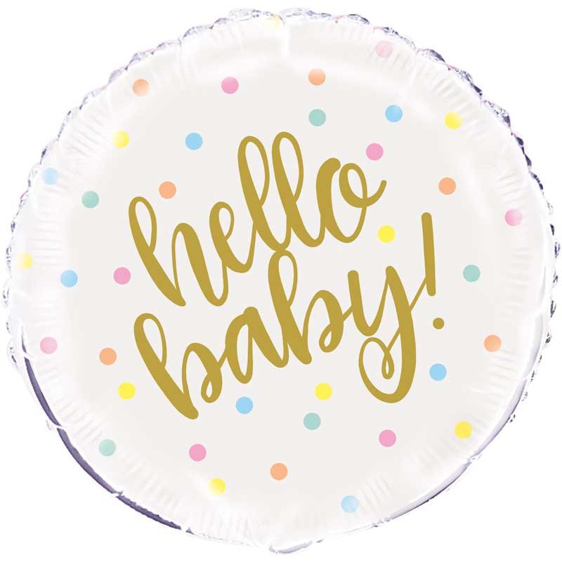 18in HELLO BABY GOLD BABY SHOWER FOIL BALLOON
