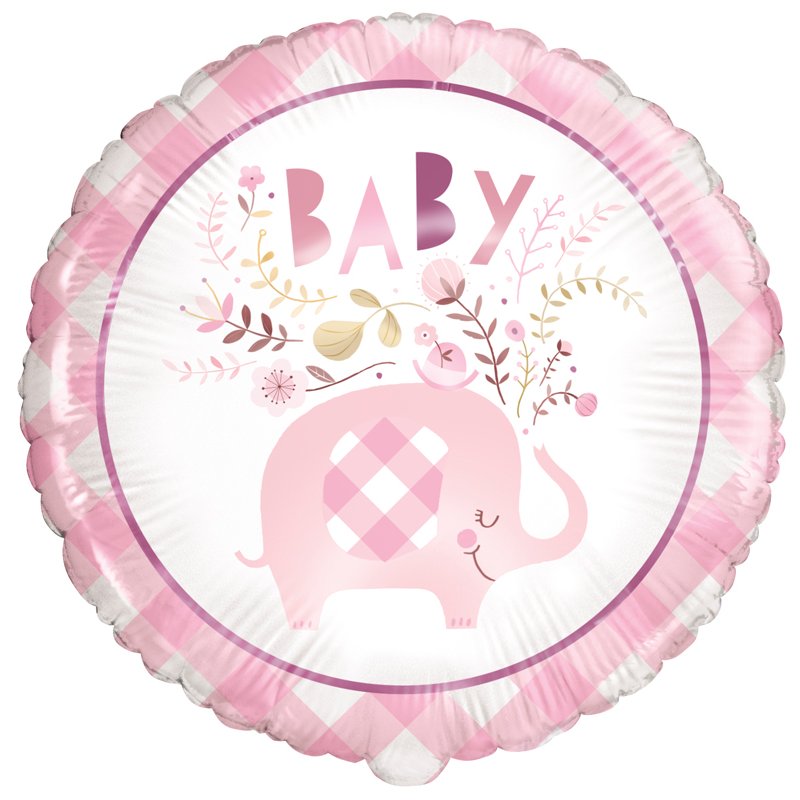 18in PINK FLORAL ELEPHANT FOIL BALLOON