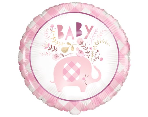 18in PINK FLORAL ELEPHANT FOIL BALLOON