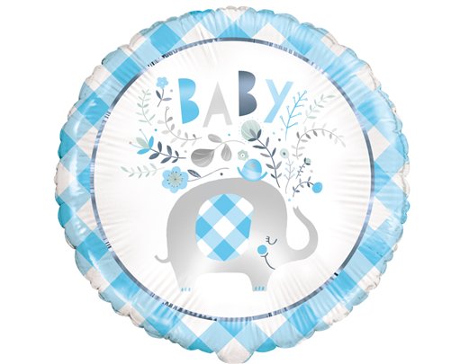 18in BLUE FLORAL ELEPHANT FOIL BALLOON