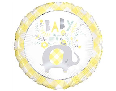 18in YELLOW FLORAL ELEPHANT FOIL BALLOON
