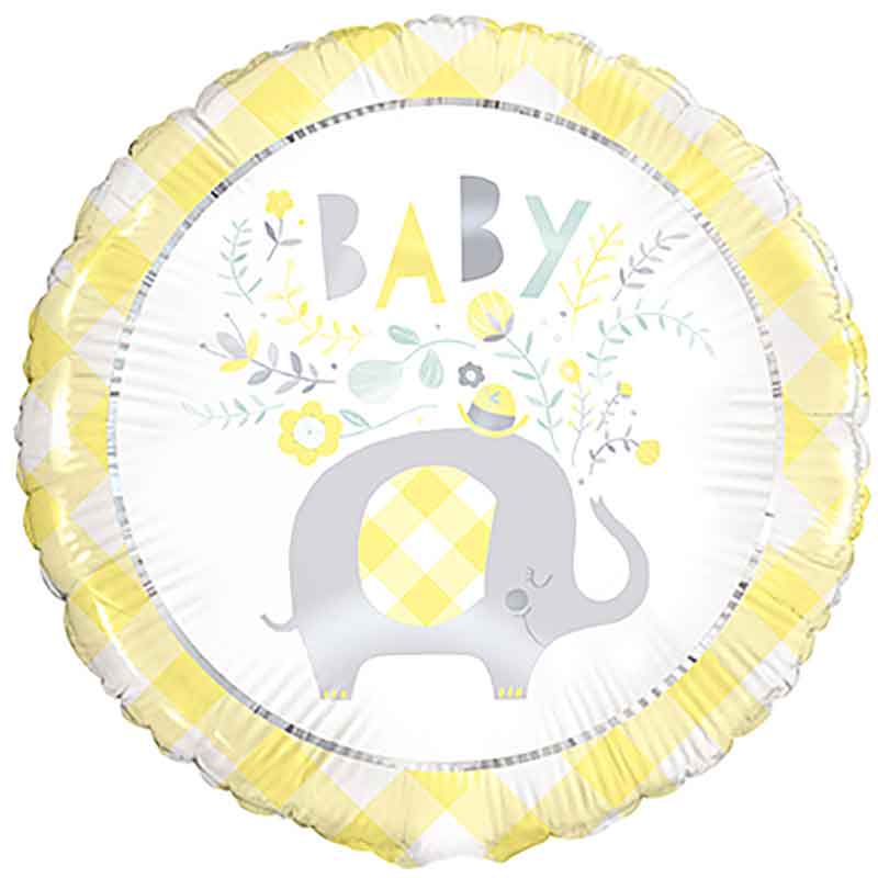 18in YELLOW FLORAL ELEPHANT FOIL BALLOON