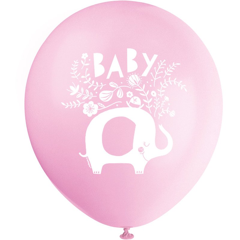 8PK 12in PINK ELEPHANT BALLOONS