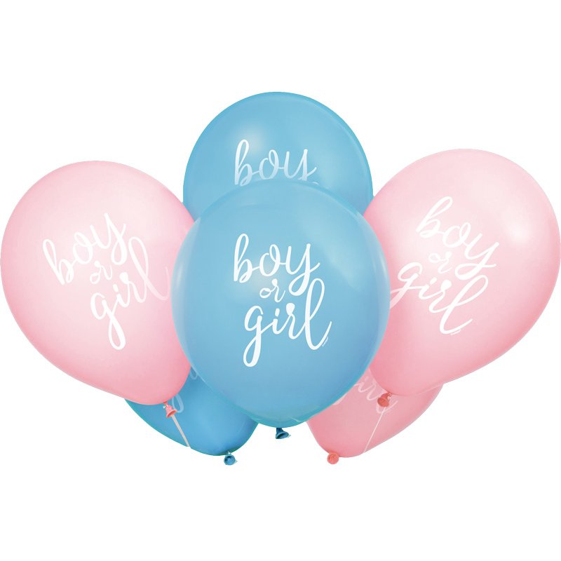 8PK 12in BOY OR GIRL GENDER REVEAL BALLOONS