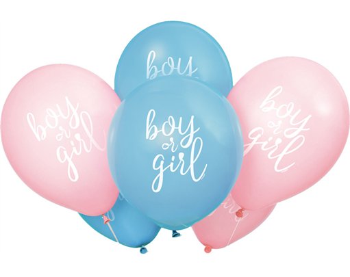 8PK 12in BOY OR GIRL GENDER REVEAL BALLOONS