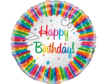 18in RAINBOW RIBBON BIRTHDAY FOIL BALLOON