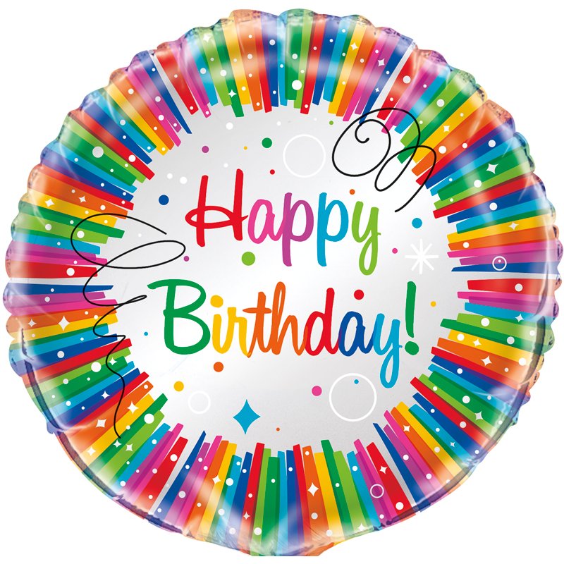 18in RAINBOW RIBBON BIRTHDAY FOIL BALLOON