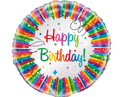 18in RAINBOW RIBBON BIRTHDAY FOIL BALLOON