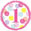 18in PINK DOTS 1ST BIRTHDAY FOIL BALLOON