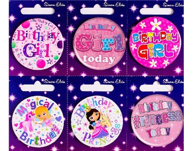 B/DAY GIRL SMALL BADGES  6S
