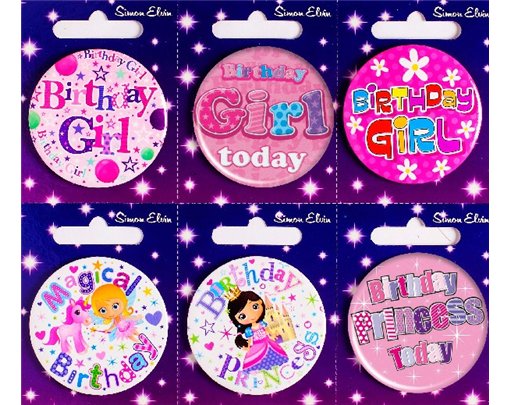 B/DAY GIRL SMALL BADGES  6S